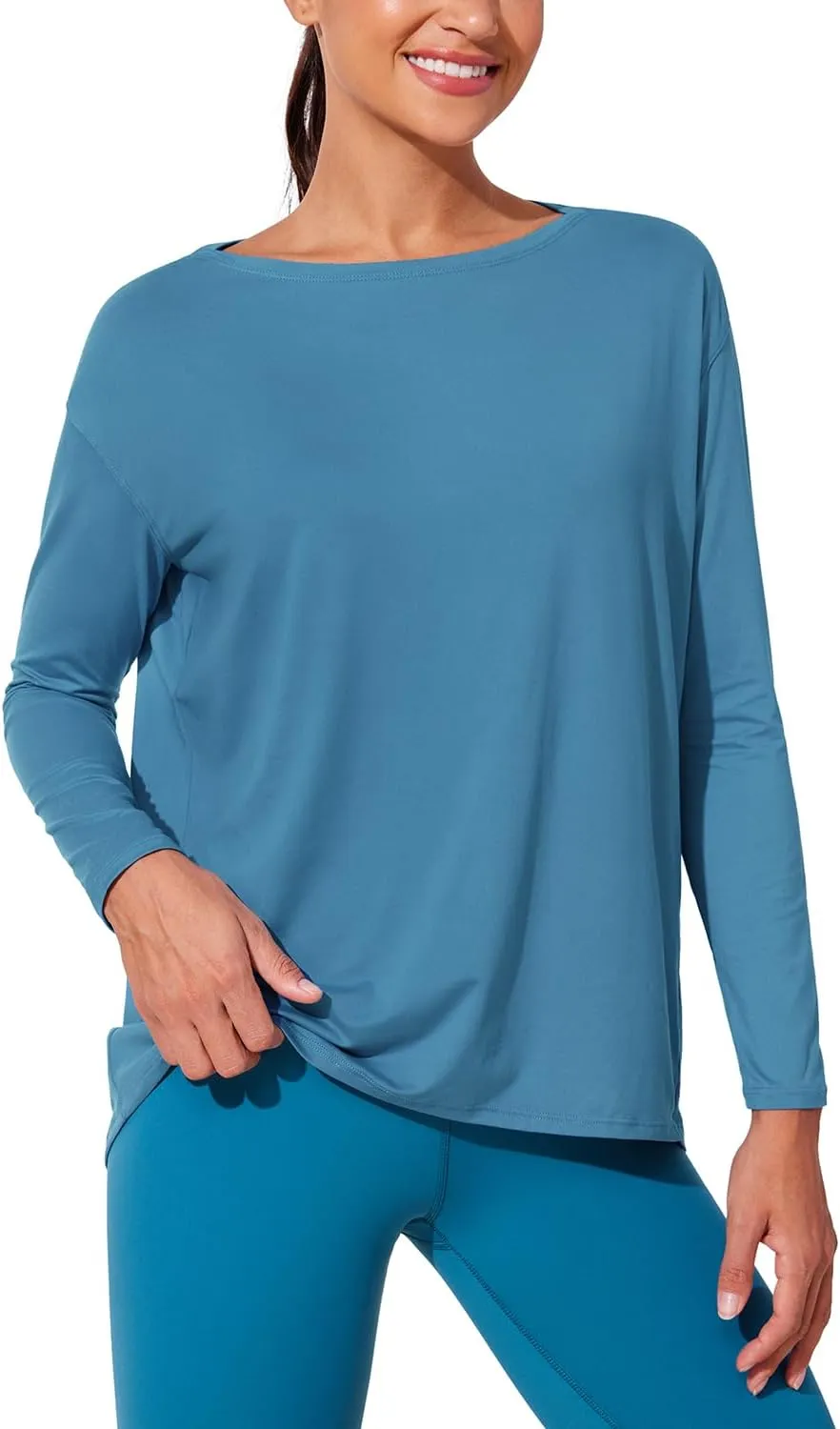 CRZ YOGA Womens UPF 50  Lightweight Long Sleeve Workout Shirts Sun Protection Loose Quick Dry Hiking Tops Outdoor Fishing