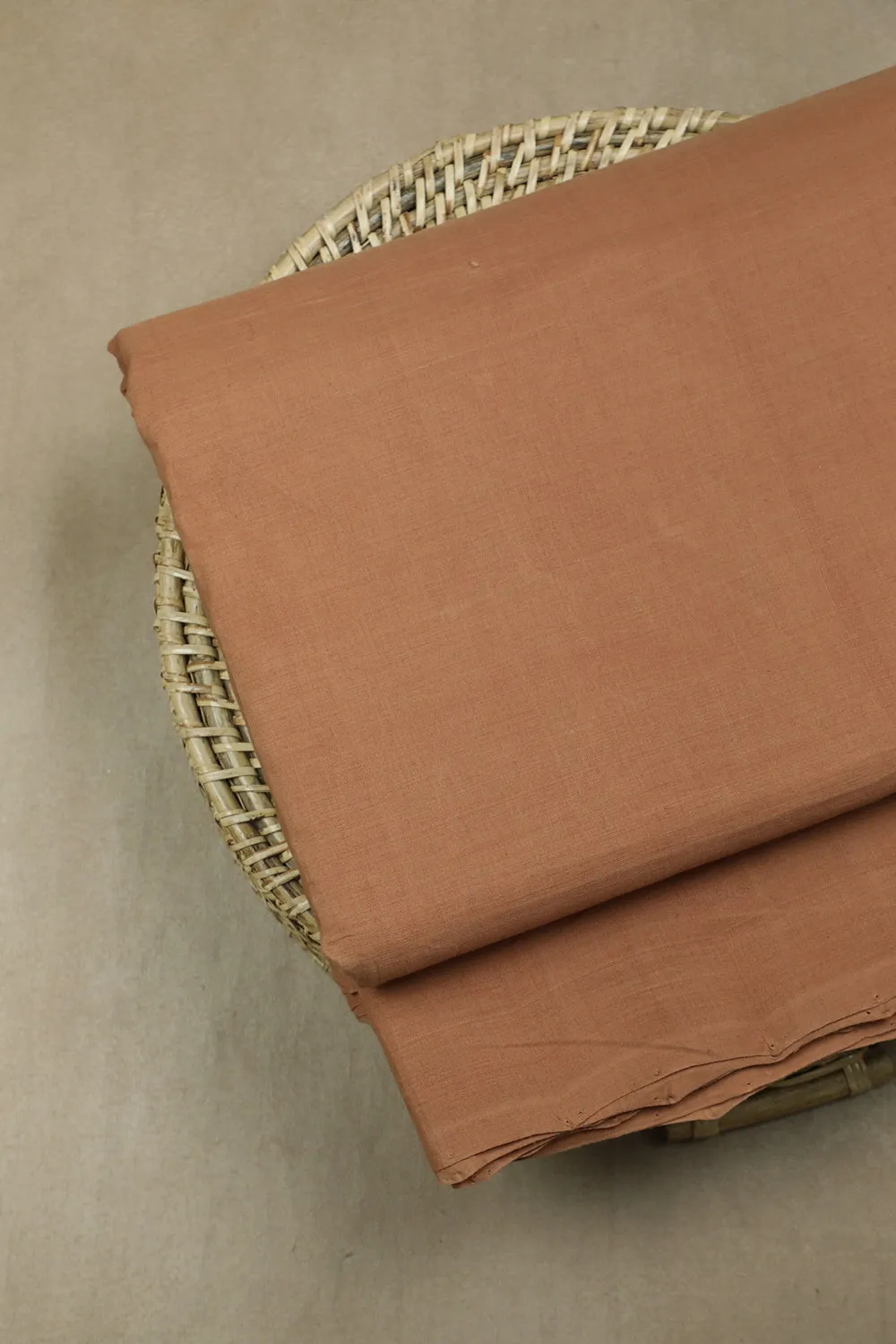 Dark Caramel Beige Handwoven Mangalagiri Cotton Fabric