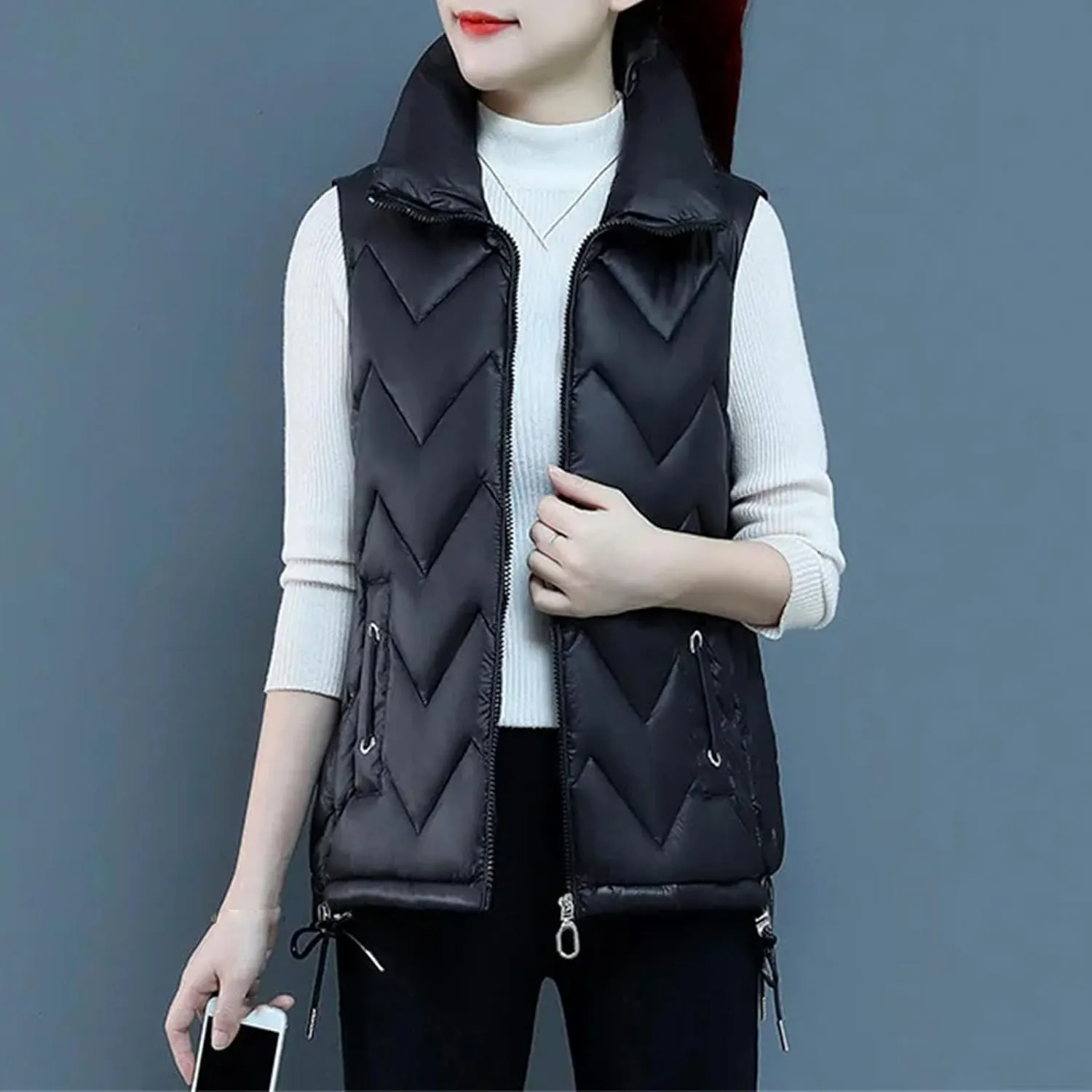 Down Cotton Waistcoat Womens Autumn Winter Parkas Thicken Warm Cotton-Padded Vests Coat Female Sleeveless Jacket Vests