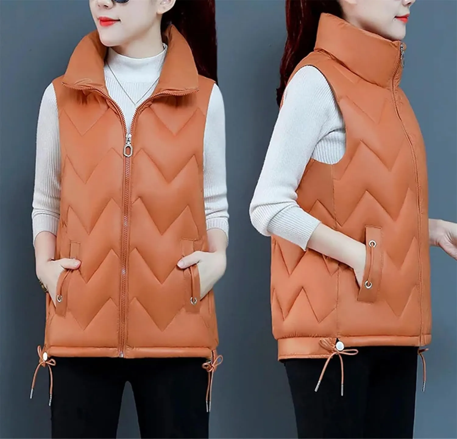 Down Cotton Waistcoat Womens Autumn Winter Parkas Thicken Warm Cotton-Padded Vests Coat Female Sleeveless Jacket Vests