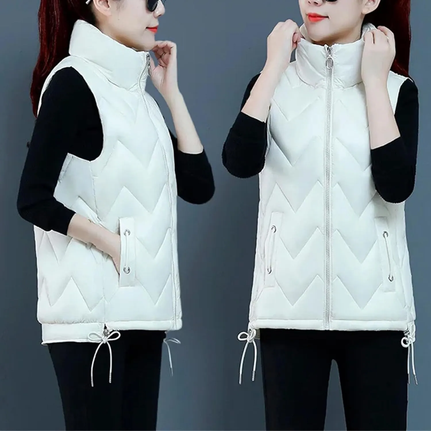 Down Cotton Waistcoat Womens Autumn Winter Parkas Thicken Warm Cotton-Padded Vests Coat Female Sleeveless Jacket Vests