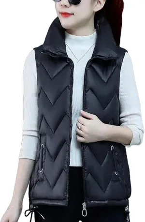 Down Cotton Waistcoat Womens Autumn Winter Parkas Thicken Warm Cotton-Padded Vests Coat Female Sleeveless Jacket Vests