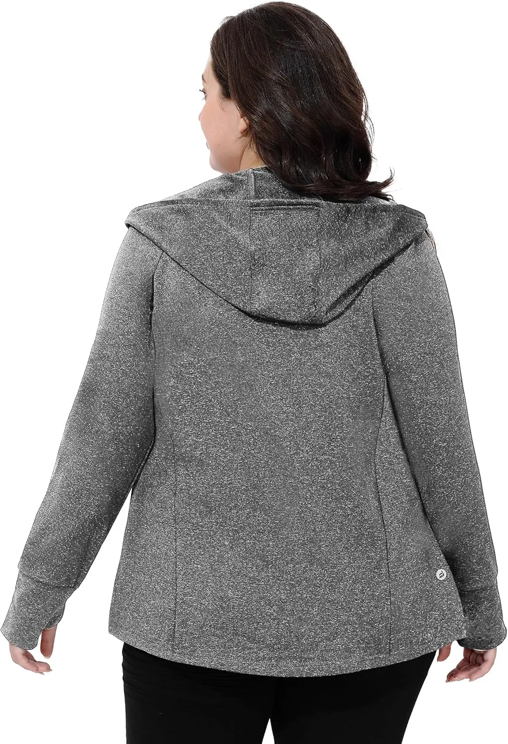 FOREYOND Plus Size Fleece Jackets for Women Thermal Zip Up Hoodies Running Athletic Winter Coats with Thumble Holes