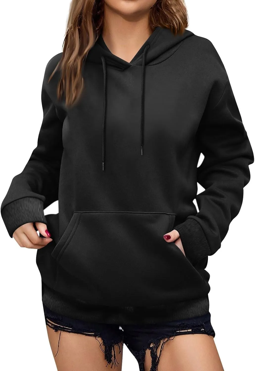 Gumipy Women Oversized Hoodie Sweatshirt Drawstring Fleece Pullover Hoodies Fashion Long Sleeve Pullover Tops with Pocket