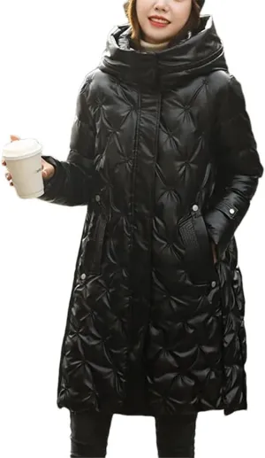 Haitpant Winter Long Cotton-Padded Coat Womens Casual Hooded Parkas Jacket Coat Down Jacket
