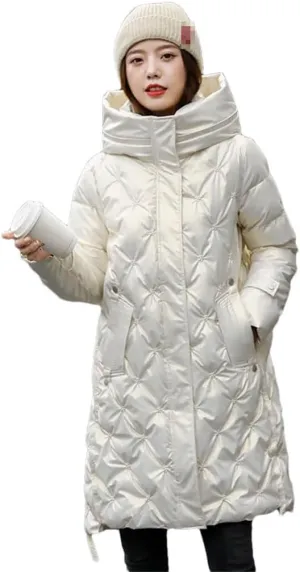 Haitpant Winter Long Cotton-Padded Coat Womens Casual Hooded Parkas Jacket Coat Down Jacket