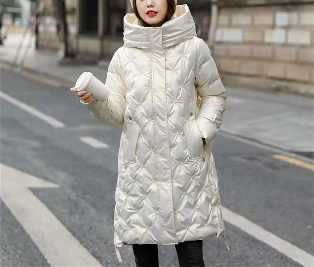 Haitpant Winter Long Cotton-Padded Coat Womens Casual Hooded Parkas Jacket Coat Down Jacket
