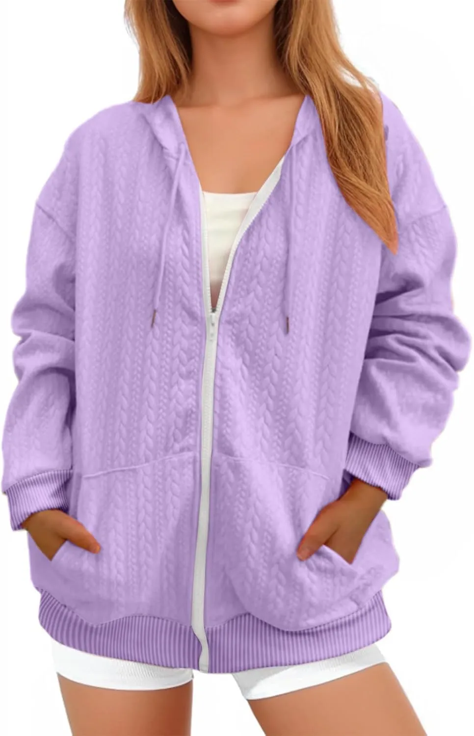 hlysgo Zip Up Hoodie Women Oversized Fall Fashion Sweatshirt Jackets Casual Hoodies Comfy Hooded Outwear with Pockets