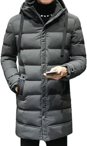 Hndudnff Men Hooded Cotton Padded Coat Parkas Winter Casual Warm Thick Zipper Pockets Jacket