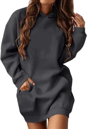 Hoodie Dress for Women Oversized Hoodies for Women Plus Size Casual Crewneck Long Sleeve Pullover with Pockets