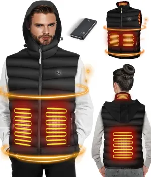 JRH Heated Vest for Men and Women With Retractable Hood and Battery Pack