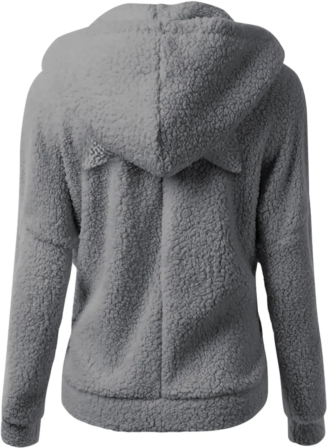jsaierl Women Fluffy Bear Ears Cute Hooded Jacket Zip Up Hoodie Winter Double Fuzzy Warm Sweatshirt Comfy Outwear Coat
