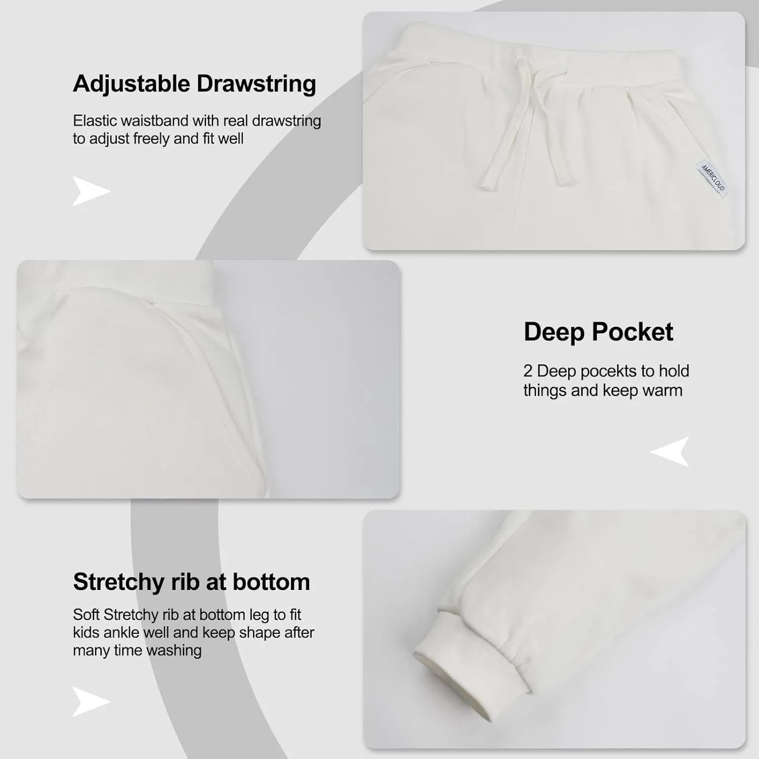 Kids Soft Brushed Fleece Jogger Sweatpants Adjustable Drawstring Casual Pants for Boys and Girls 3-12 Years