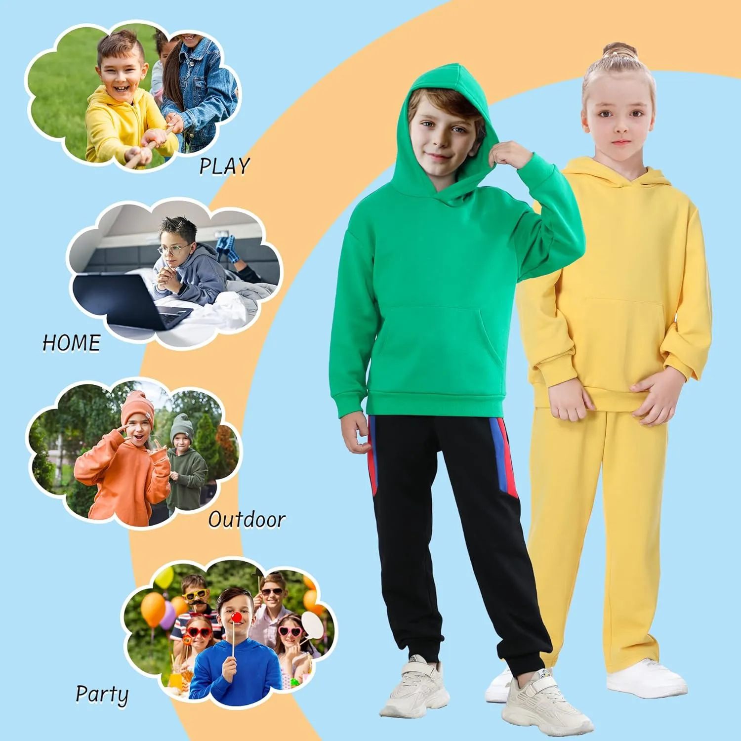 Kids Soft Brushed Fleece Pullover Hoodie Casual Athletic Pockets Hooded Sweatshirt for Boys or Girls 3-12 Years