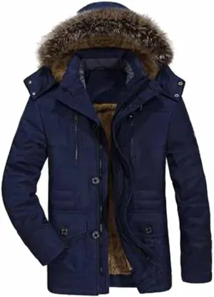 Long Outdoor Jakcket Wool Liner Hooded Jacket Snow Parkas Thicken Men Winter Plush Hooded Padded Cotton Coat