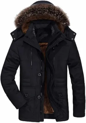 Long Outdoor Jakcket Wool Liner Hooded Jacket Snow Parkas Thicken Men Winter Plush Hooded Padded Cotton Coat