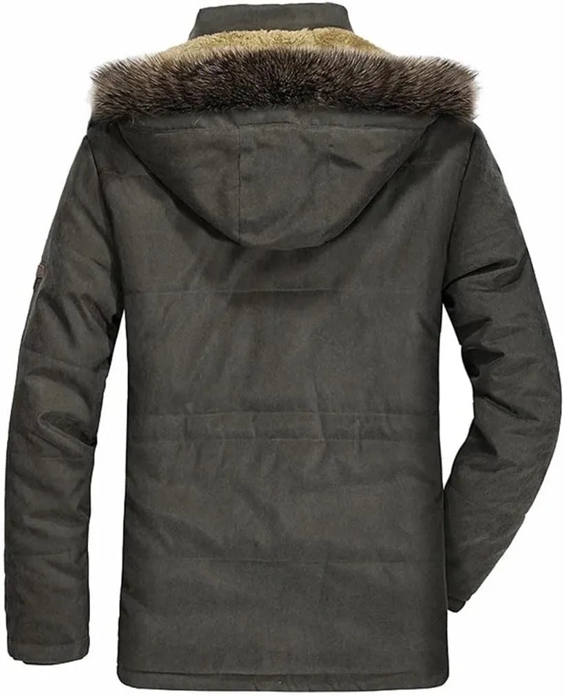 Long Outdoor Jakcket Wool Liner Hooded Jacket Snow Parkas Thicken Men Winter Plush Hooded Padded Cotton Coat