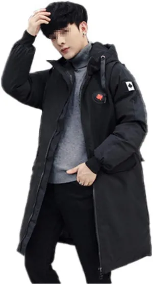 Long Parkas Winter Jacket Men,Warm Windproof Casual Outerwear Padded Cotton Coat Big Pockets Parkas