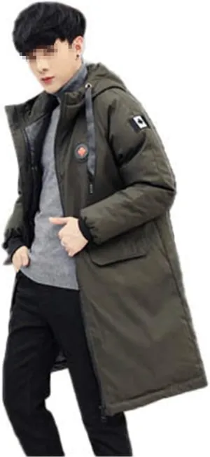Long Parkas Winter Jacket Men,Warm Windproof Casual Outerwear Padded Cotton Coat Big Pockets Parkas