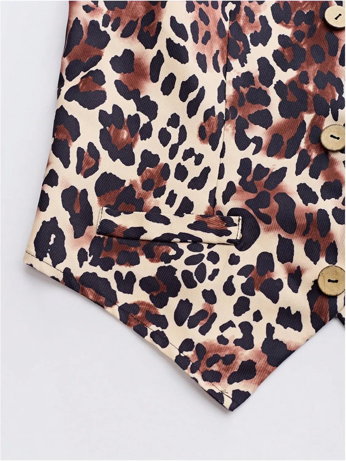 MakeMeChic Women's Leopard Print Vests V Neck Cheetah Vest Sleeveless Jacket Vest Tops Blazer Vests