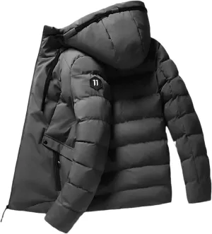 Men Parkas Solid Color Thick Jacket Warm Windproof Outwear Zipper Coat Cotton-Padded Clothing