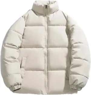 Men Warm Puffer Jackets Cotton Padded Thick Parkas Padded Coat Male Loose Stand Collar Coats Couple Outdoor Coat