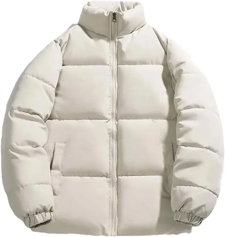 Men Warm Puffer Jackets Cotton Padded Thick Parkas Padded Coat Male Loose Stand Collar Coats Couple Outdoor Coat