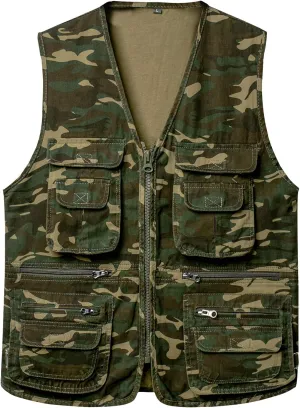 Men's Fishing Vest with Multi-Pocket Sleeveless Jacket Hunting Vest Safari Travel Outdoor Casual Vest Gilet