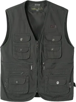 Men's Fishing Vest with Multi-Pocket Sleeveless Jacket Hunting Vest Safari Travel Outdoor Casual Vest Gilet