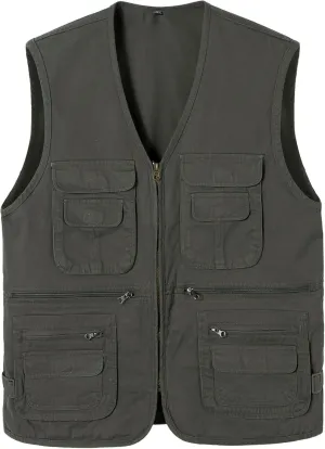 Men's Fishing Vest with Multi-Pocket Sleeveless Jacket Hunting Vest Safari Travel Outdoor Casual Vest Gilet
