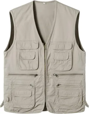Men's Fishing Vest with Multi-Pocket Sleeveless Jacket Hunting Vest Safari Travel Outdoor Casual Vest Gilet