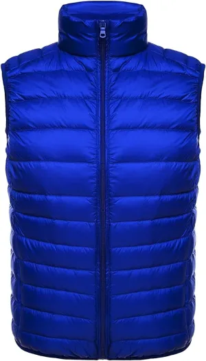 Mens Lightweight Insulated Puffer Vest Stand Collar Sleeveless Jacket Warm Down Outerwear for Work Travel