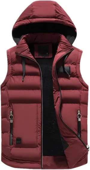 Mens Street Vests Winter Cotton-Padded Vest Warm Hooded Waistcoat Coats Vests