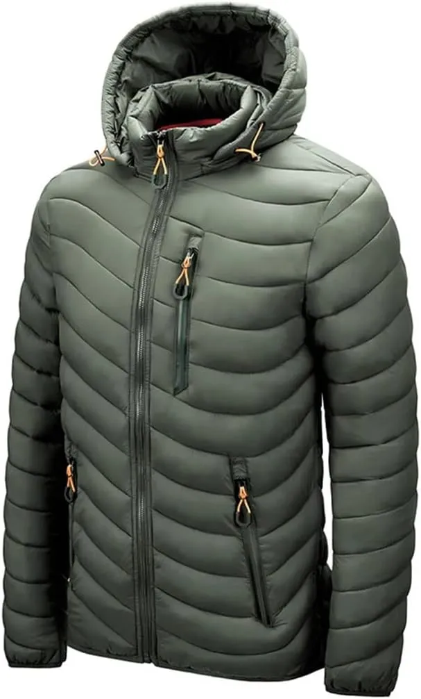 Mens Winter Warm Jacket Coat Cotton Padded Puffer Parkas Windproof Outdoor Jackets