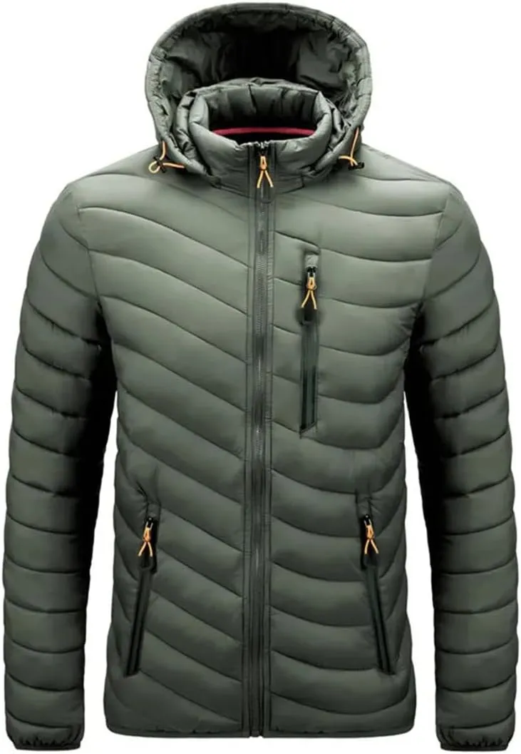 Mens Winter Warm Jacket Coat Cotton Padded Puffer Parkas Windproof Outdoor Jackets