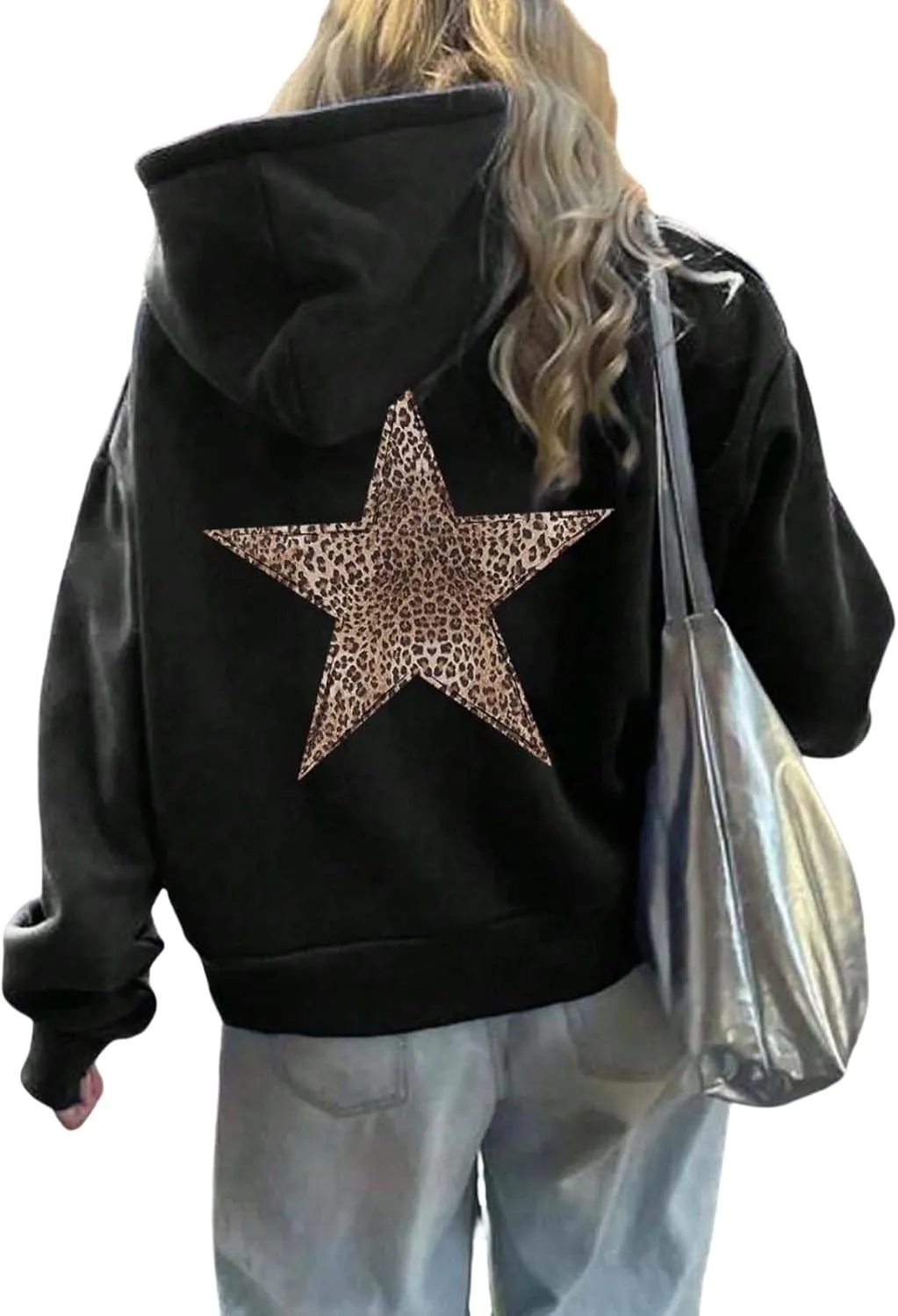 Oversized Hoodies for Women Graphic Leopard Graphic Sweatshirts Casual Y2K Long Sleeve Hooded Pullovers