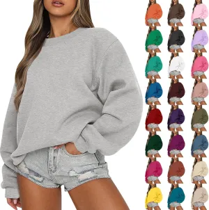 Oversized Sweatshirt for Women Fleece Crewneck Sweatshirts Pullover Tops Fall Sweaters Cute Hoodies Y2k Preppy Clothes