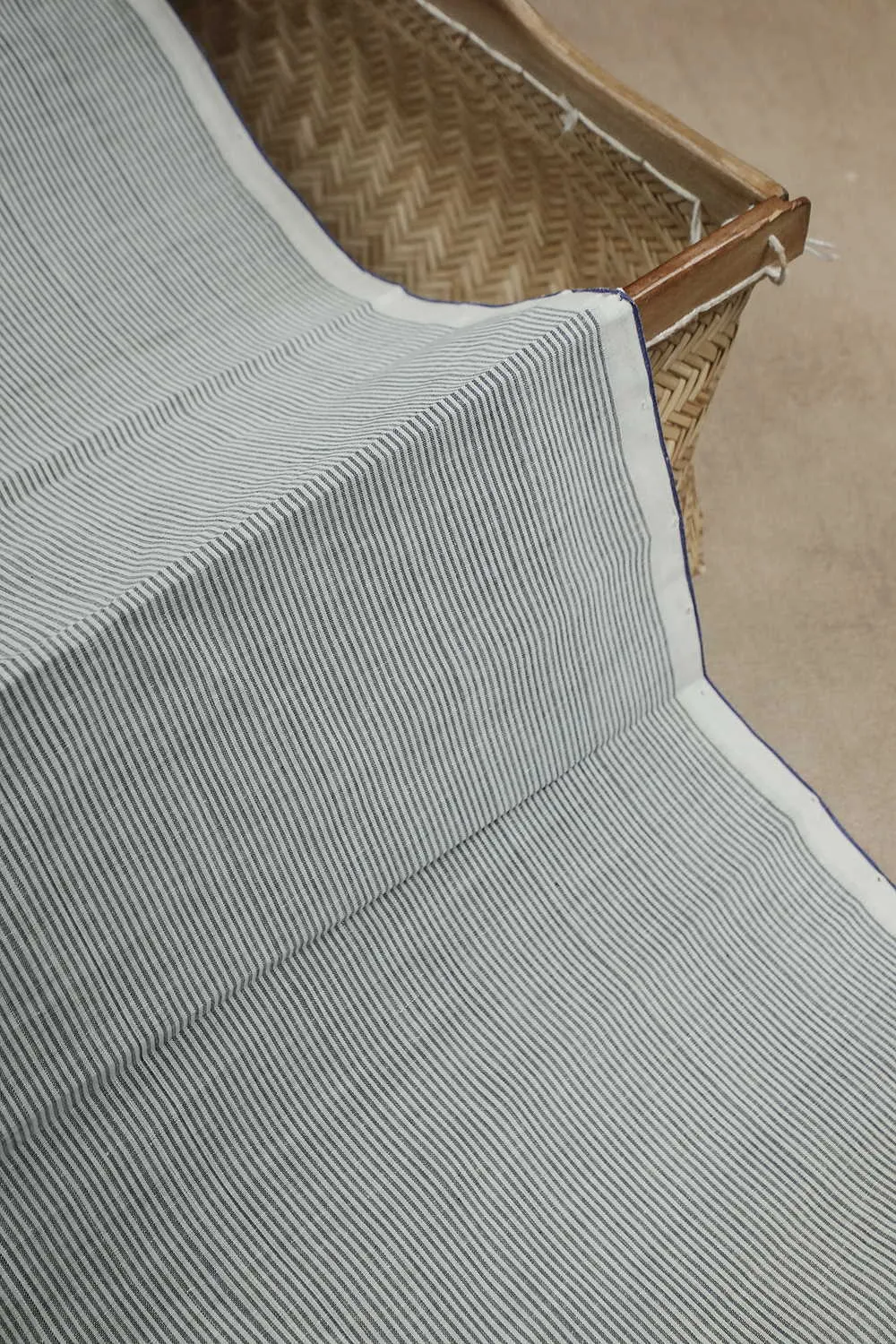 Pin Grey Stripe Mangalagiri Cotton Fabric