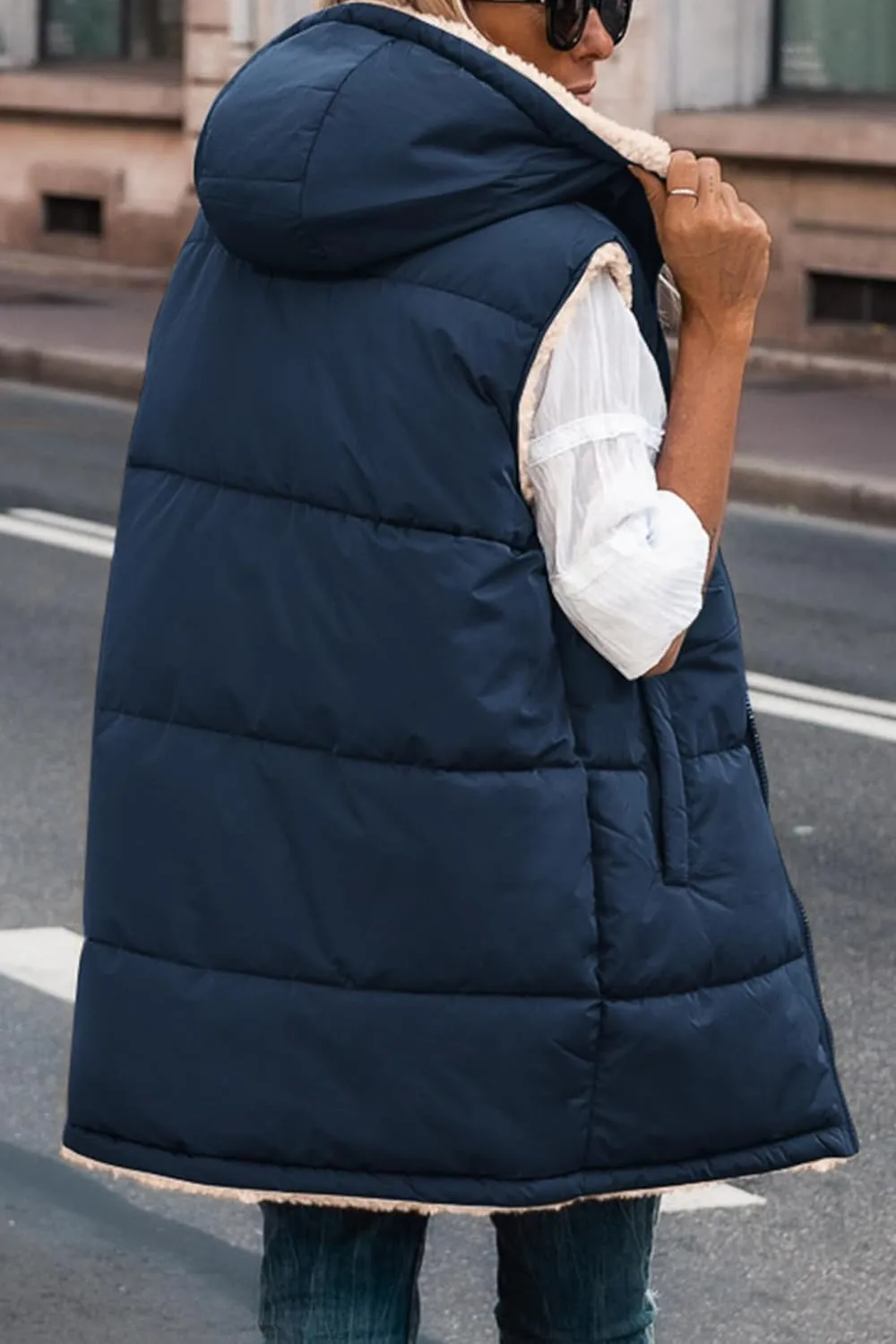 PRETTYGARDEN Womens 2025 Fall Reversible Vests Sleeveless Fleece Jacket Zip Up Hoodie Pockets Long Warm Winter Coat Outerwear