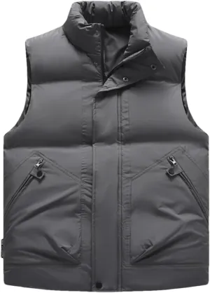 Purple Vest Jacket Men Solid Color Autumn Winter Cotton Padded Jackets Sleeveless Men Thicken Warm Vests Coats