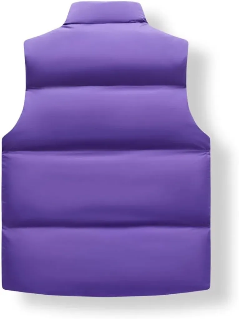 Purple Vest Jacket Men Solid Color Autumn Winter Cotton Padded Jackets Sleeveless Men Thicken Warm Vests Coats
