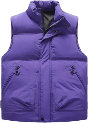 Purple Vest Jacket Men Solid Color Autumn Winter Cotton Padded Jackets Sleeveless Men Thicken Warm Vests Coats