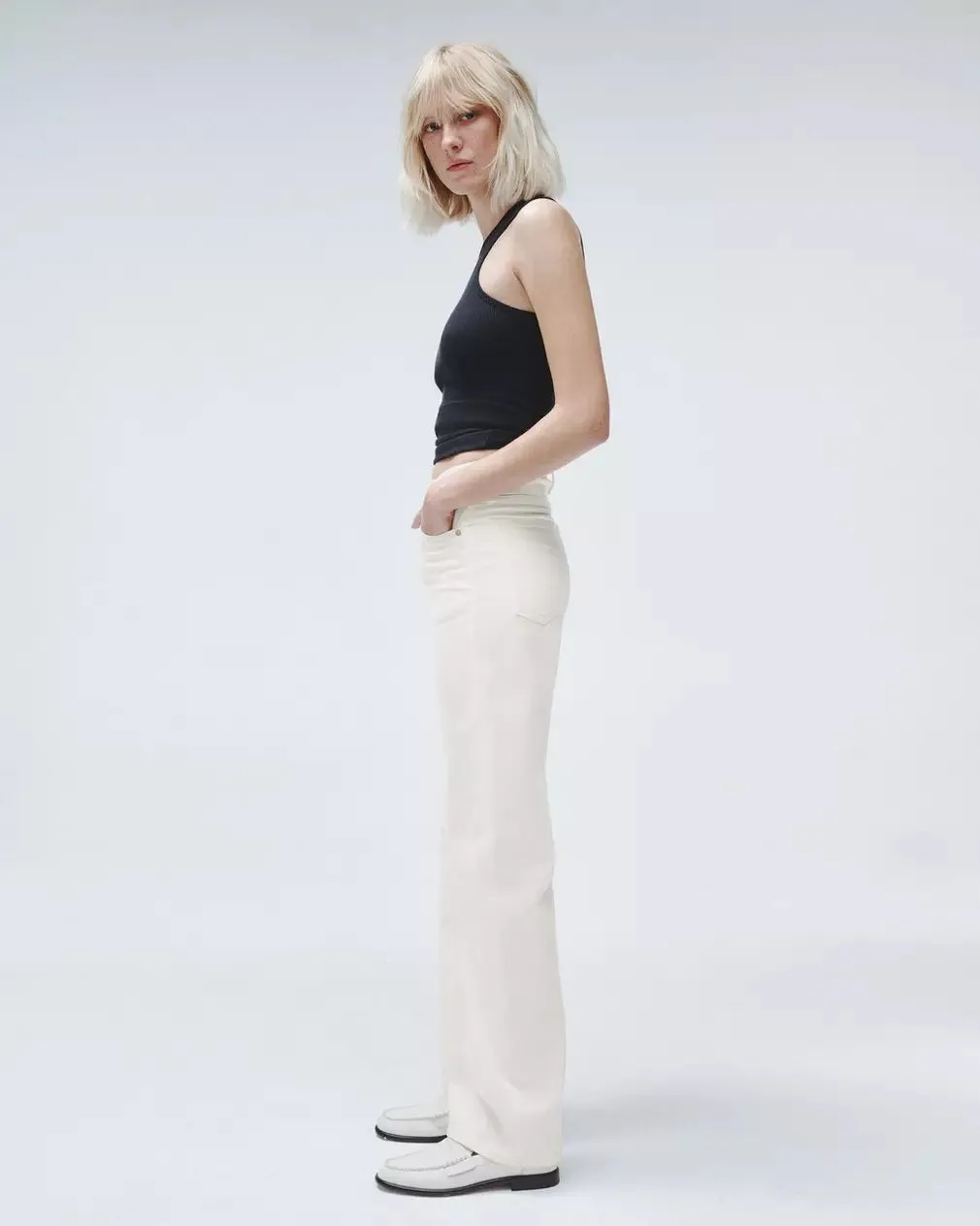 Rag & Bone Featherweight Logan Wide-Leg - Ecru