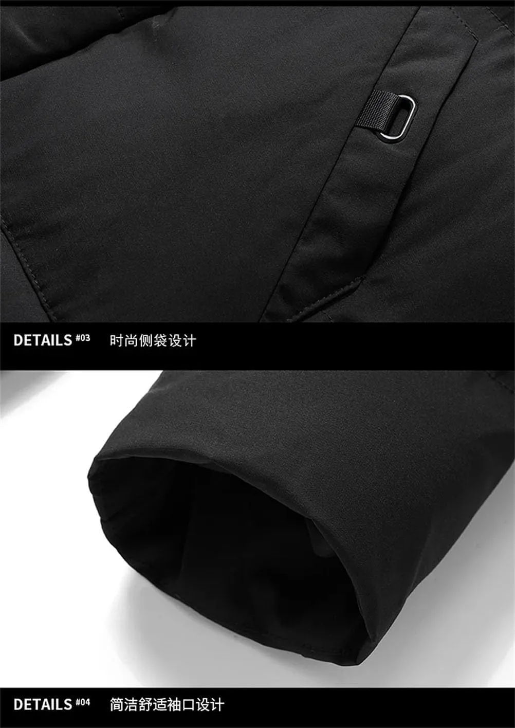 REHJJDFD Men Warm Hooded Mid-Length Parkas Jacket Mens Casual Zip Cotton Padded Jacket Overcoat Parka Coats