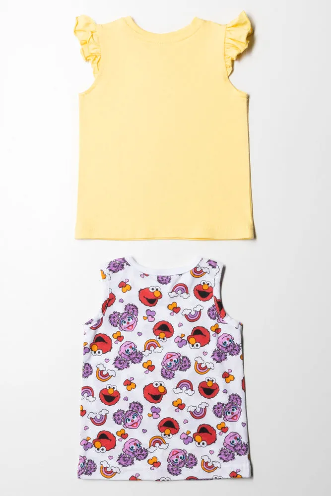 Sesame Street 2 Pack T-Shirt Yellow & White