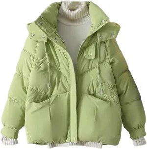 short Down Cotton Jacket Female Hooded Parkas Thick Warm Padded Coat Loose Women's Snowsuit Winter Outwear
