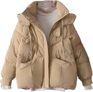 short Down Cotton Jacket Female Hooded Parkas Thick Warm Padded Coat Loose Women's Snowsuit Winter Outwear