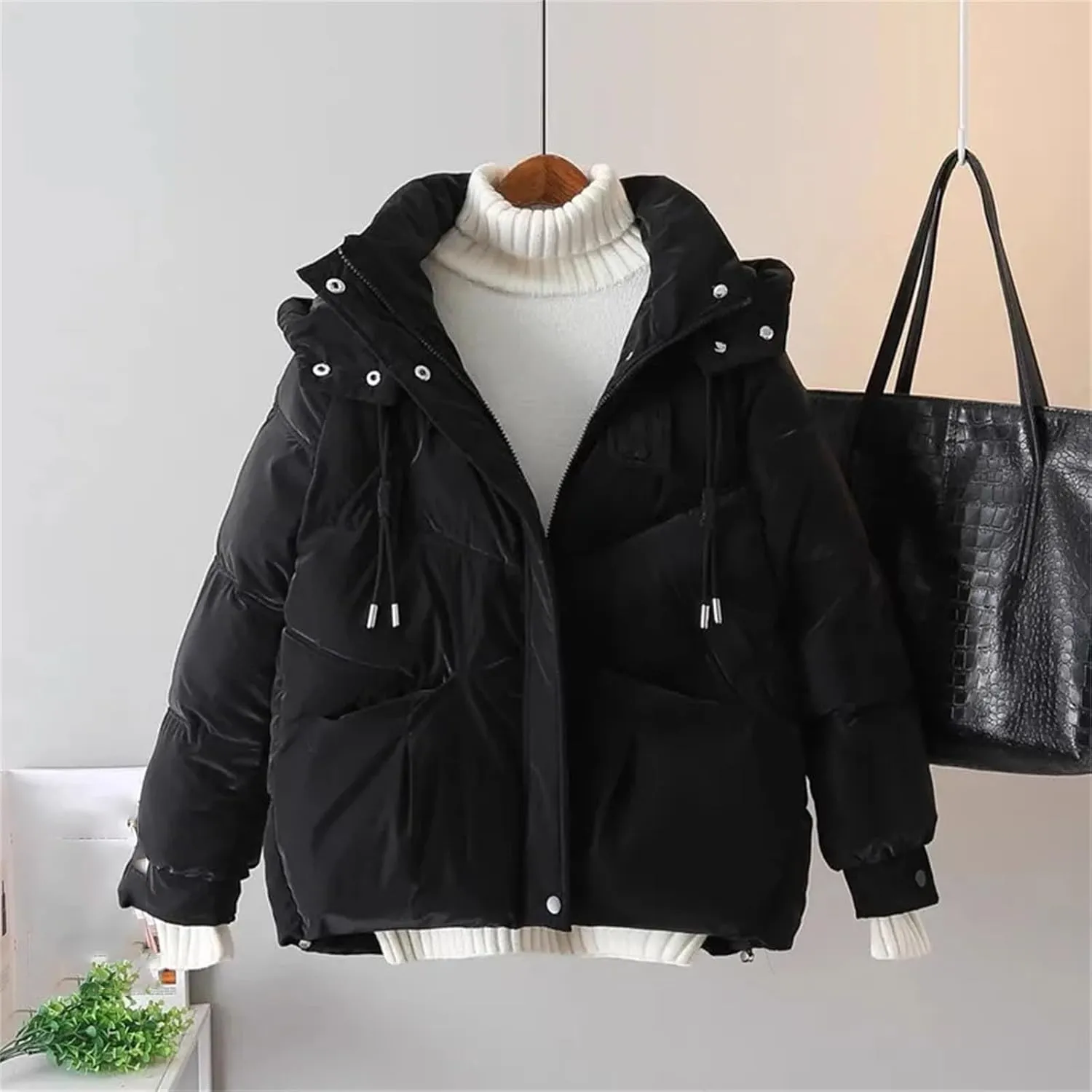 short Down Cotton Jacket Female Hooded Parkas Thick Warm Padded Coat Loose Women's Snowsuit Winter Outwear
