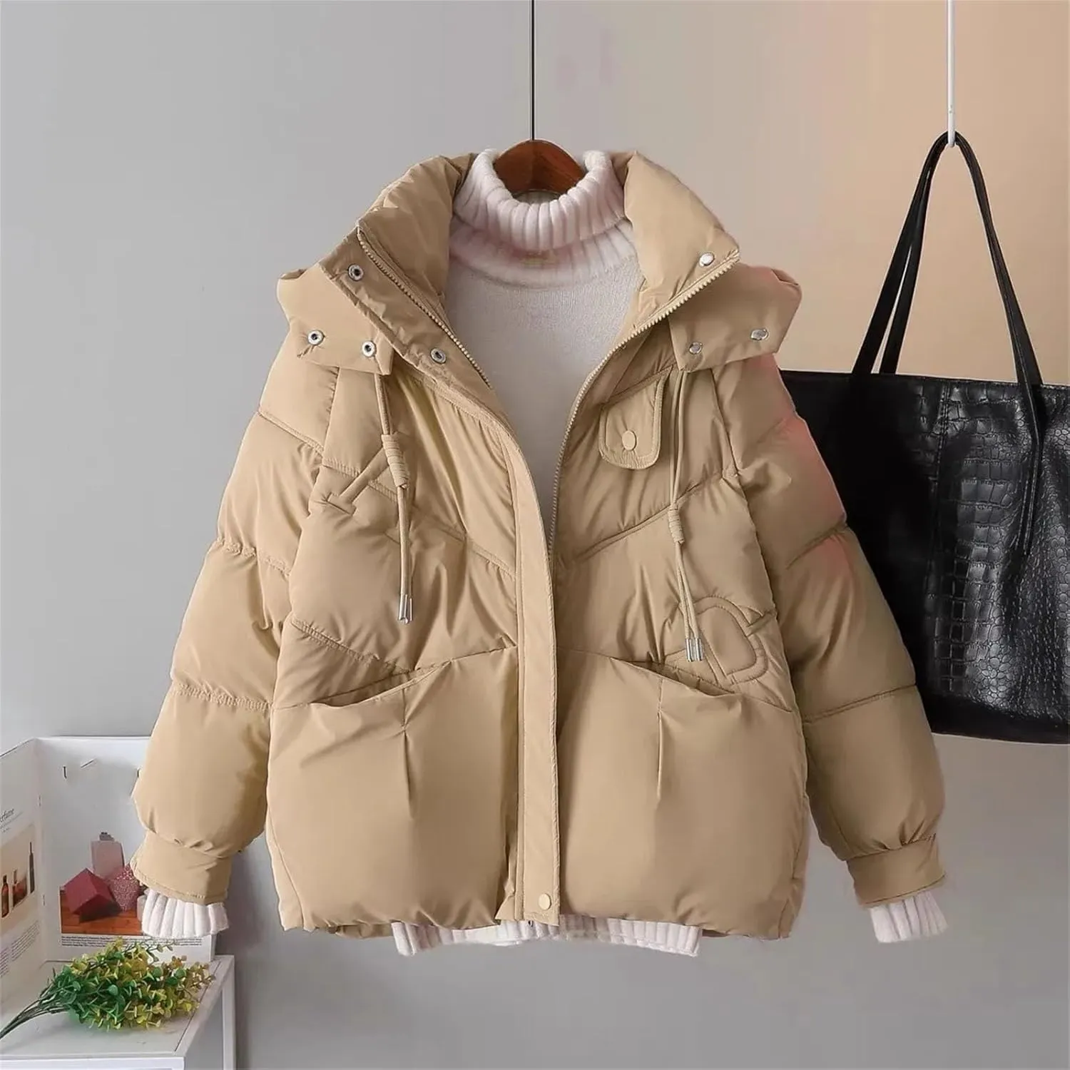 short Down Cotton Jacket Female Hooded Parkas Thick Warm Padded Coat Loose Women's Snowsuit Winter Outwear