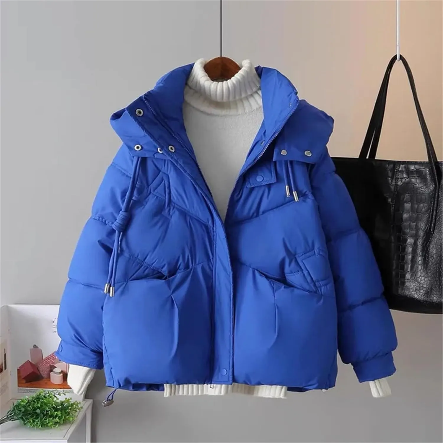 short Down Cotton Jacket Female Hooded Parkas Thick Warm Padded Coat Loose Women's Snowsuit Winter Outwear